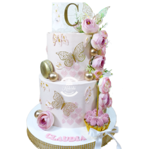 Pink Floral Butterfly Cake